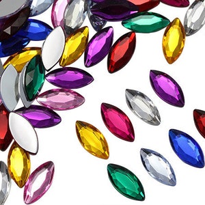 Verschiedene Farben Flach zurück Navette Acryljuwelen Marquise Strasssteine Gesicht Kunststoff Edelsteine Karte Verzierungen Pferdeauge Handwerk Cosplay Juwelen