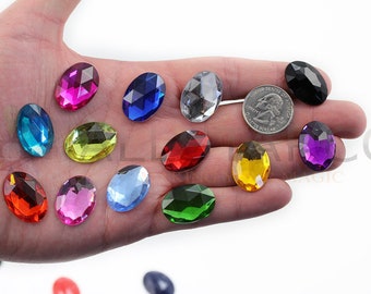 40Pcs Mixed Faceted Oval Acrylic Rhinestone Point Back Random 8x10mm 40Pcs Mixed Faceted Oval Acrylic Rhinestone Point Back Random 8x10mm
