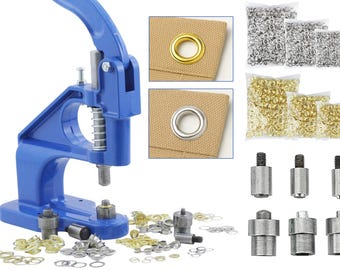 Grommet Press Machine Kit + 3000 Grommets – Starter Hand Press Tool with 3 Dies  (1/4", 3/8", 15/32") for Canvas, Leather,Banners, Fabric