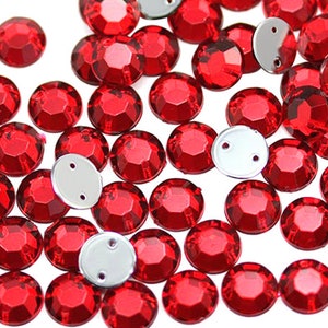 10mm 8mm 7mm Red Ruby H103 Loose Acrylic Sew On Rhinestones Beads Jewels Gems For Sewing Crafts DIY Costume Making Cosplay