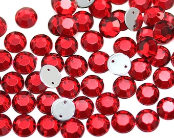 10mm 8mm 7mm Red Ruby H103 Loose Acrylic Sew On Rhinestones Beads Jewels Gems For Sewing Crafts DIY Costume Making Cosplay