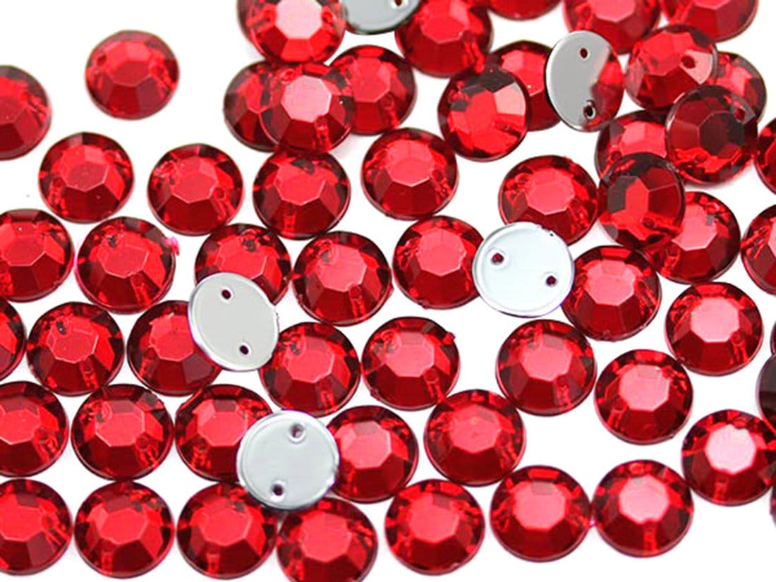 10mm 8mm 7mm Red Ruby H103 Loose Acrylic Sew on Rhinestones Beads ...