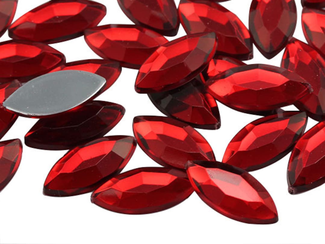 Red Ruby Navette Flat Back Acrylic Rhinestones Marquise Crafts Eye ...