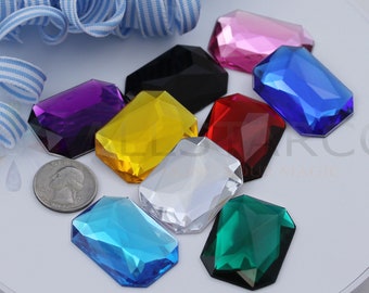 Large Octagon Acrylic Rhinestones – Flat Back Cosplay Jewels, 40x30mm (9 Colors Available)