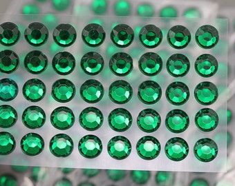Green Emerald Acrylic Stick On Round Rhinestones Self Adhesive Gems Body Art Face Hair Jewels Scrapbooking Embellishments Crafts Parties DIY