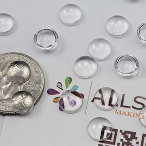9mm 11/32&quot; Round Clear Magnifying Transparent Loose Acrylic Flat Back Cabochons High Quality Pro Grade - 75 Pieces
