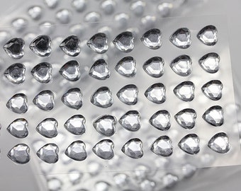 250 st kristallklara akryl självhäftande hjärtformade strassstenar självhäftande ädelstenar ansiktsstenar kroppskonst juveler för scrapbooking eller korttillverkning 6 mm 8 mm