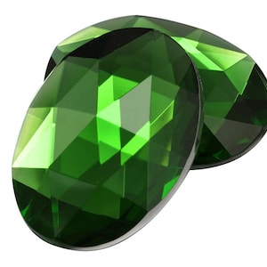 Joias ovais acrílicas com fundo plano e peridoto verde, enfeites para cosplay, pedras preciosas de plástico, joias para fantasias sem chumbo, strass acrílicos 40 mm, 25 mm