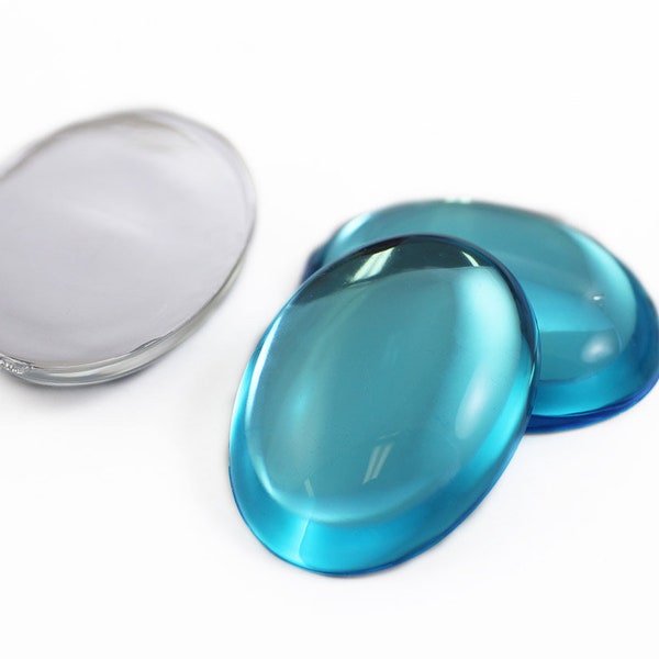 40x30mm Blue Aqua H109 Flat Back Oval Acrylic Pearl Cabochons Plastic Gems for Crafts Costume Embelishments Jewelry Making Cosplay 4 Pcs