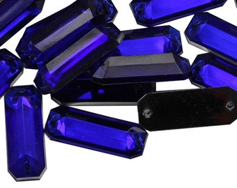 19x7mm Blue Sapphire Flat Back Baguette Naai op Kralen Ambachten Plastic Acryl steentjes Gaten Naaien, Kleding Embelishments Kostuum Cosplay