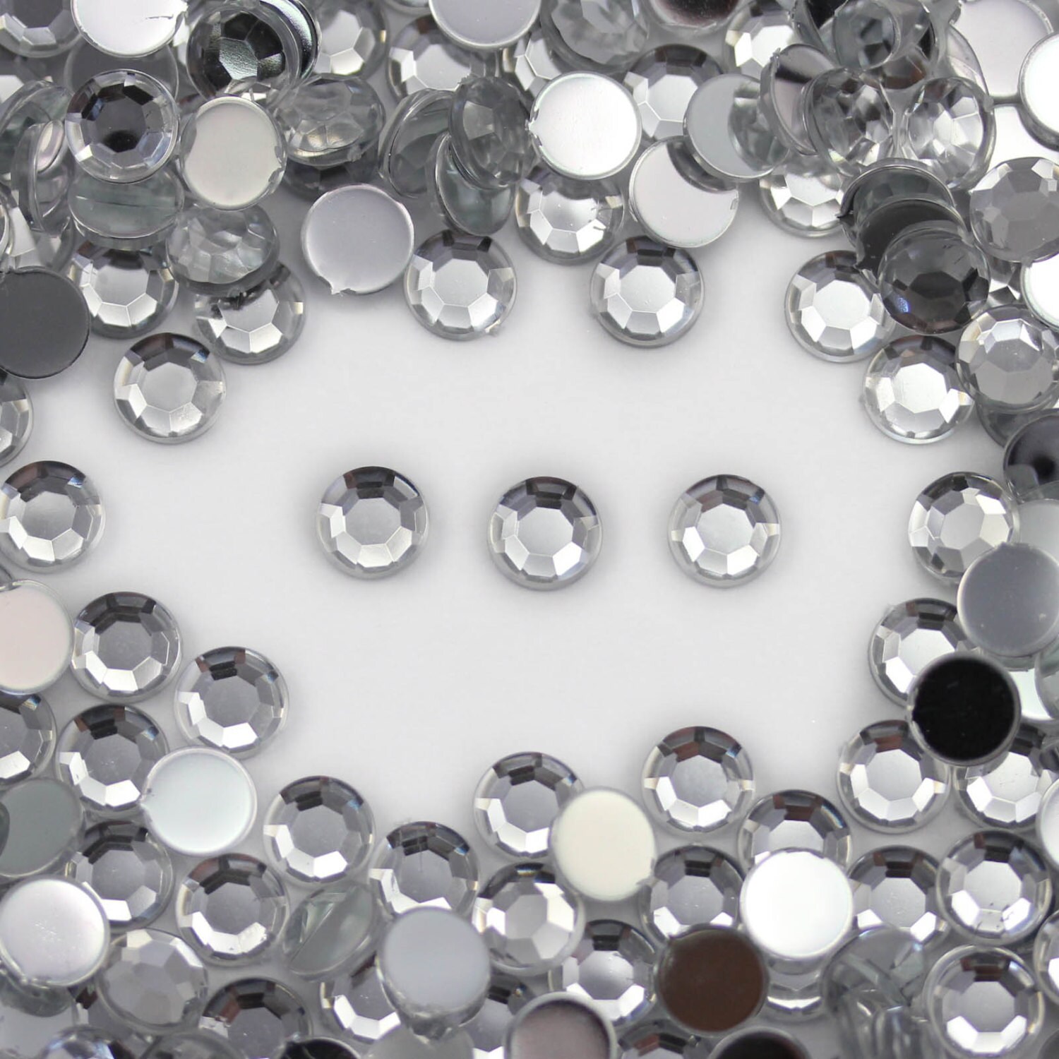 Assorted Colors Acrylic Rhinestones High Quality Flat Back Round ...