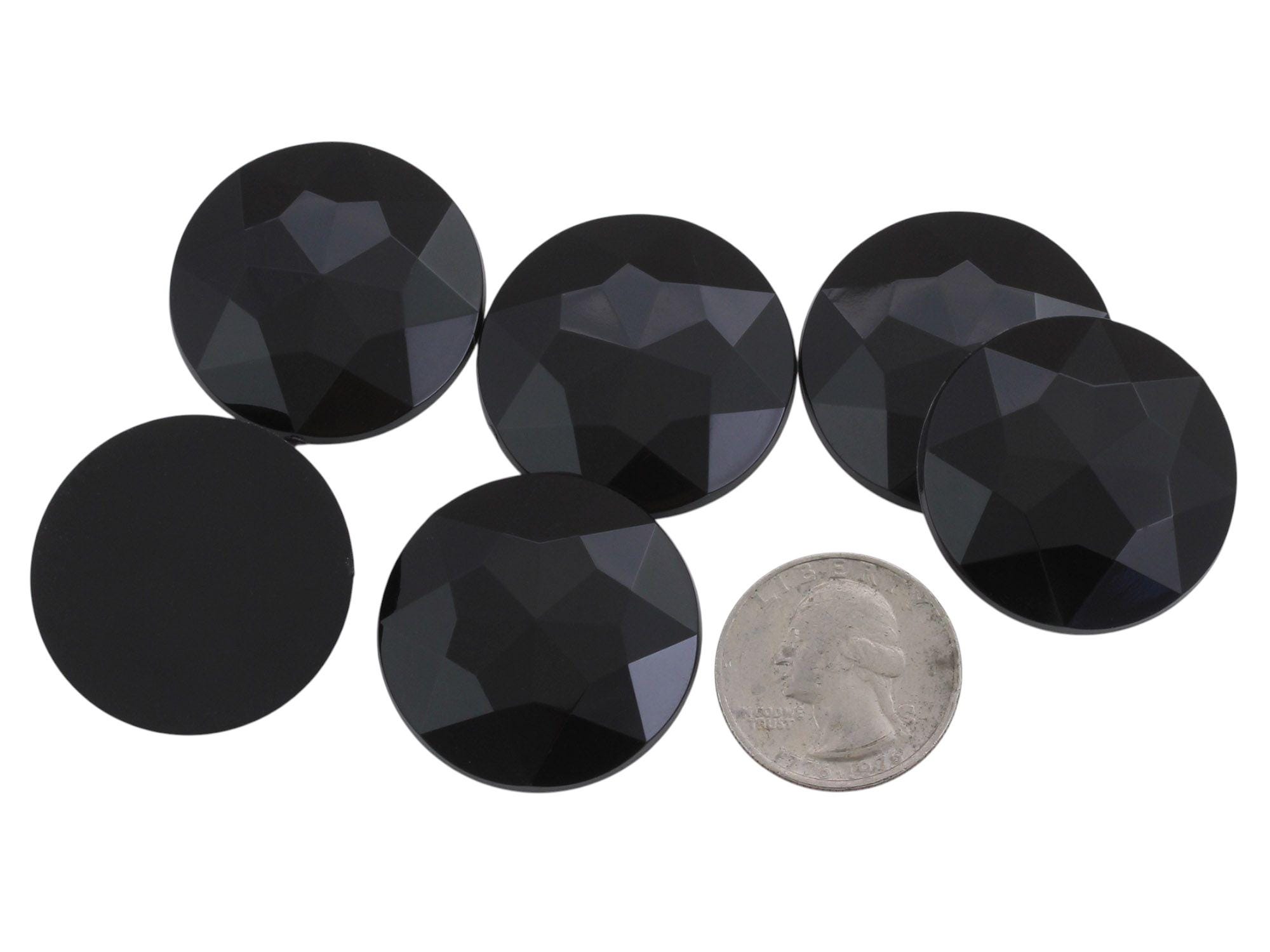 Jet Black Flat Back Round Acrylic Rhinestones Plastic Circle Gems for ...
