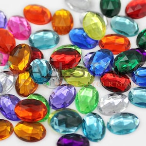 Blandade färger Ovala juveler Platta baksida Akryljuveler Plaststrass Kostymstenar Cosplay Utsmyckningar, Rekvisita 25 mm, 18 mm, 14 mm, 8 mm