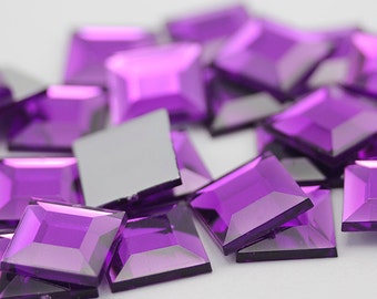 Purple Light Amethyst Flat Back Square Acrylic Jewels Rhinestones Craft Gems Costume Cosplay Jewelry Making Embelishments - 4 Sizes