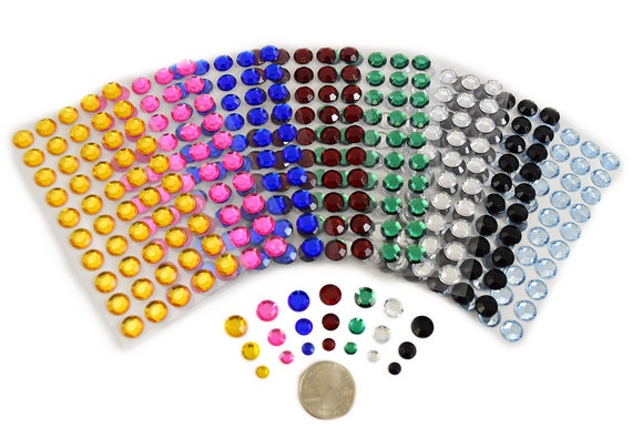 250-500 PCS Jet Black Acrylic Stick on Round Rhinestones Self Adhesive Gems  Stick on Face Party Gems Body Jewels Embelishments for Craft DIY 