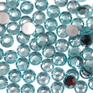1000Pcs Acrylic Rhinestones Flat Back Blue Light Aqua Scrapbooking Jewelry Making Plastic Craft Gems Card Making Embelishments 15 Sizes