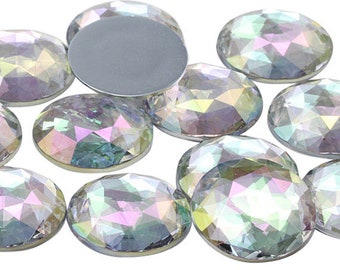 Cristal AB plano redondo acrílico diamantes de imitación círculos de plástico gemas para confección de disfraces joyas de cosplay adorno arcoíris 10 tamaños disponibles