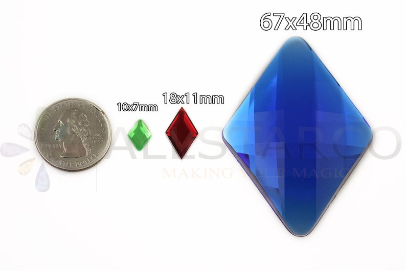 Allstarco Diamond Rhinestones Size Reference next to US quarter 25 cents high quality gems flat back jewels plastic rhinestones premium gems for crafts Jewels, Jewelry Making, Cosplay, Props, DIY Projects, High Quality Garments Fashion Kids School