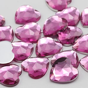 15 mm roze H112 platte achterkant hart acryl juwelen plastic strassteentjes voor scrapbooking en sieraden maken kostuum edelstenen - 40 stuks