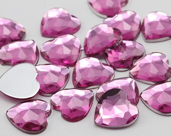 Lot De 40 Pierres à Coudre Acrylique à Facettes - Rectangle 19x7mm, Rose Saumon