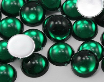 Green Emerald Flat Back Acrylic Pearl Cabochons Plastic Gems for Crafts Costume Embelishments Jewelry Card Making Cosplay Jewels - 8 Sizes