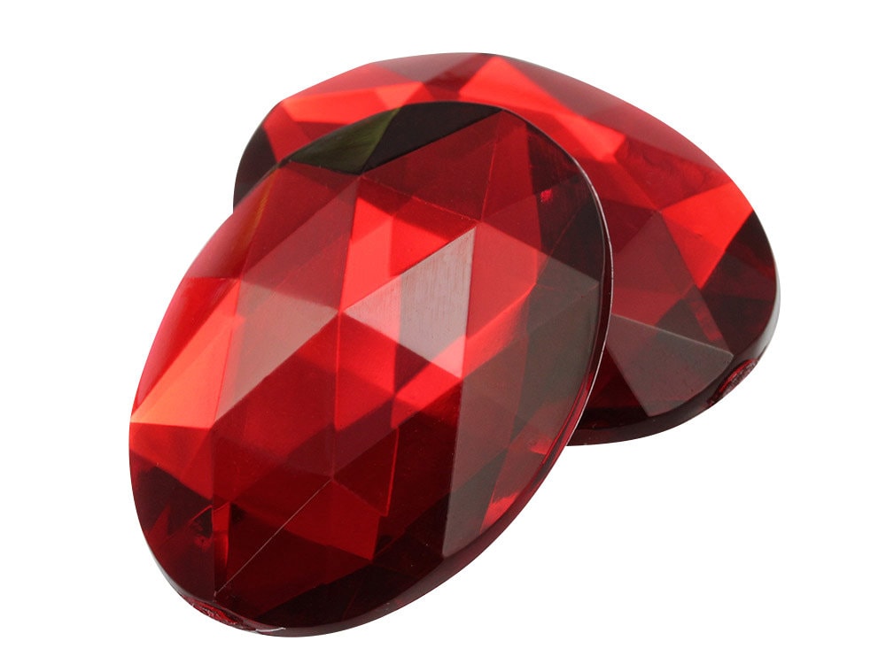 Red Ruby Flat Back Acrylic Oval Jewels Gemstones Plastic Rhinestones For Cosplay Costume Gems Craft Embellishments Bling, 40mm, 25mm, 18mm