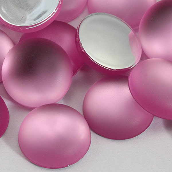 Pink H512 Flat Back Frosted Matte Moonglow Lunasoft Finish Loose Acrylic Round Pearl Cabochons - 7 Sizes