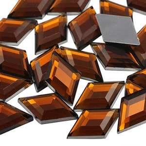 18x11mm Brown Smokey Topaz Flat Back Diamond Rhinestones Acrylic Jewels Plastic Gemstones Craft Gems Costume Making Cosplay - 35 Pieces