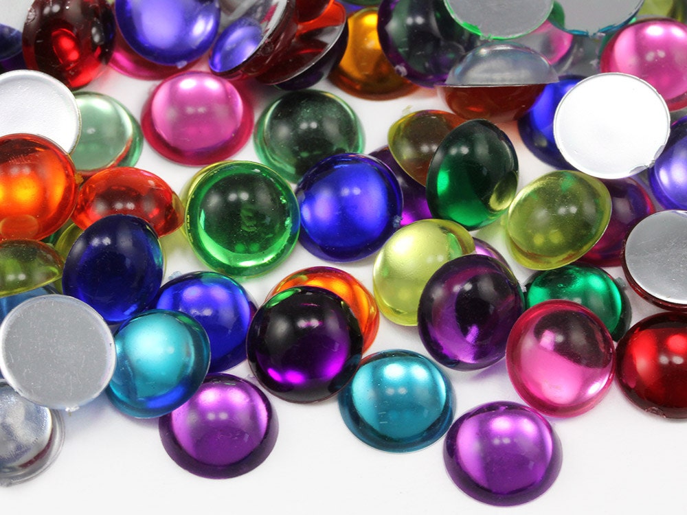Red Ruby Flat Back Acrylic Pearl Cabochons Plastic Gems for Crafts