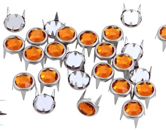 Orange Hyacinth Bedazzler Refills Rhinestones Preset Gemagic Non Rusting Studs for Garment Embellishments Leather work DIY Crafts - 5 Sizes