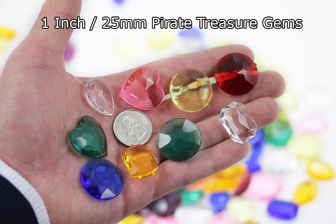 100pcs Toy Gems Pirate Treasure Jewels Fake Acrylic Gems Bling Diamonds  Plastic Gemstones for Party Table Decorations Pirate Party Favors 