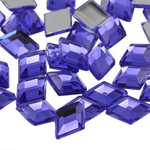 Strass de diamante roxo violeta com fundo plano de 10 x 7 mm, joias acrílicas, pedras preciosas de plástico, joias artesanais, confecção de fantasias, cosplay, scrapbooking - 100 peças