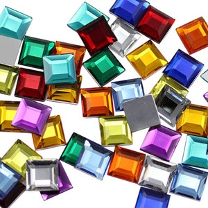 Geassorteerde kleuren platte achterkant acryl vierkante edelstenen 3 maten plastic strassteentjes voor knutselen en versieringen kostuum cosplay juwelen in bulk - 450 stuks
