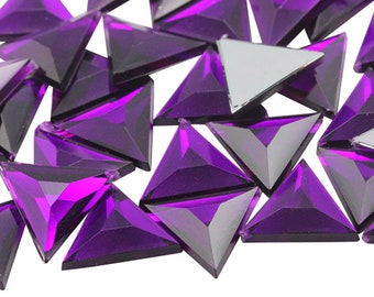 13mm 5mm Dark Purple Amethyst Flat Back Triangle Acrylic Rhinestones Plastic Gems Costume Jewels Embelishments For DIY And Crafts