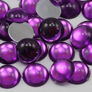 Cabochões de pérolas acrílicas com ametista roxa clara NAT02L, pedras plásticas para artesanato, fantasias, enfeites, joias, cartões, cosplay, 6 tamanhos
