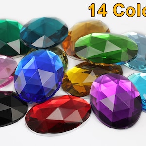 4 STÜCKE 40 x 30 mm Große flache Rückseite Acryl Oval Juwelen Cosplay Verzierungen Oval Kostüm Edelsteine Strasssteine Kunststoff Edelsteine Handwerk - 18 Farben