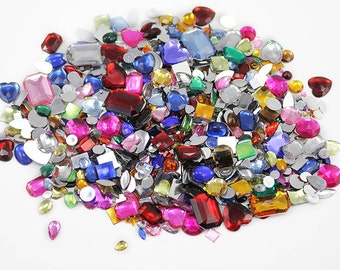 Bulk Loose Gems Rhinestones Jewels Over 1000 Pieces Assorted Colors & Sizes