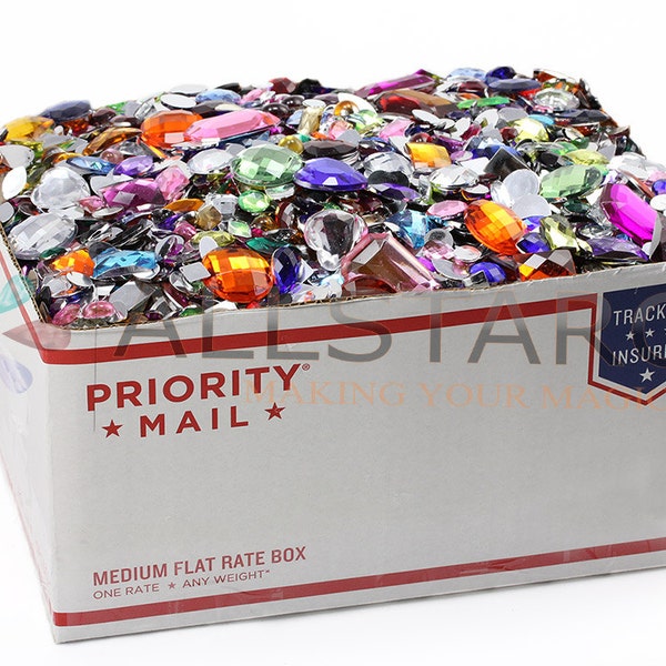 The Craft Bulk Box Crafting Flat Back Gems Rhinestones, Acrylic Cabochons Over 10LBS For Scrapbooking and Embellishments