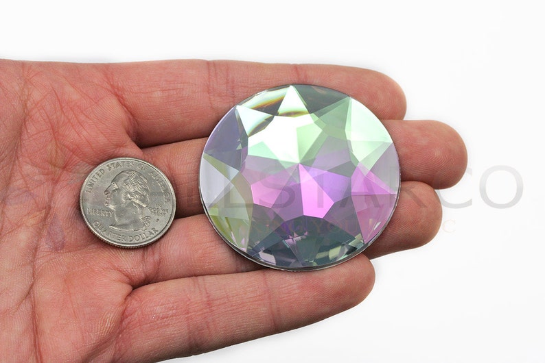 50mm Crystal Clear AB H702 Flat Back Round Acrylic Rhinestones Plastic Circle Gems For Costume Making Cosplay Jewels Pro Grade 4 Pieces