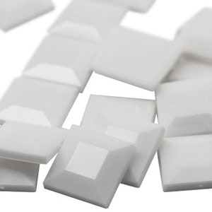 12mm 15mm White Opaque Flat Back Square Acrylic Rhinestones Plastic Jewels Craft Gems Costume Cosplay Embellishments Scrapbooking Display