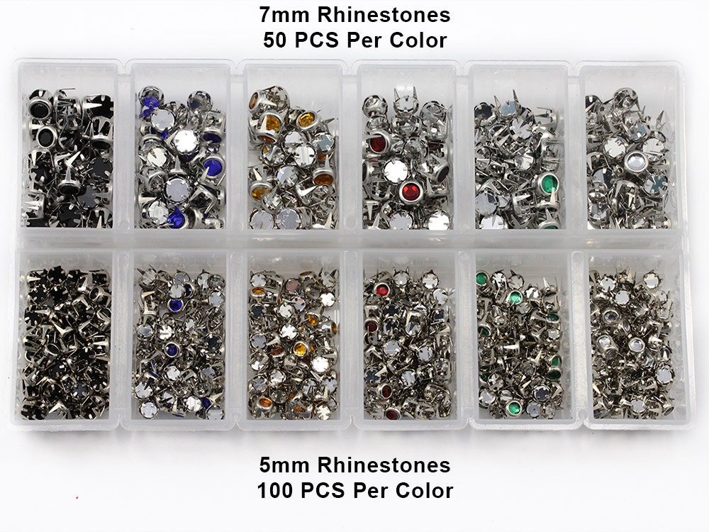 ARAMOX Strass Stud Rivet 250 pièces strass goujon Rivet 5 couleurs