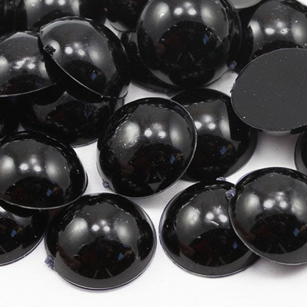 Jet negro plano de espalda plana acrílico perla cabujón gemas de plástico para artesanías traje embelecments joyería tarjeta de fabricación cosplay joyas - 8 tamaños