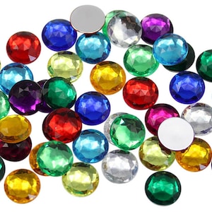 Assorted Colors Flat Back Acrylic Round Gems 4 Sizes Plastic Rhinestones For Crafts & Embelishments Costume Cosplay Jewels in Bulk - 570PCS