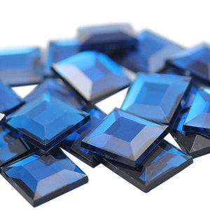 Capri Blue Flat Back Square Acrylic Jewels Strass Gemme Artigianali Gioielli per Costumi Cosplay Creazione di Gioielli Abbellimenti Scrapbooking 12 mm 15 mm
