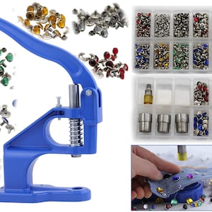 Rhinestone Rivet Stud Setter Kit - Includes over 1000 Pieces Dies Hand-press Machine Tool DIY Bracelet Garment Embellishment Bracelets Craft