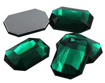 Green Emerald A10 Flat Back Octagon Acrylic Rhinestones Plastic Gems Cosplay Jewels Crafts Embelishments DIY Costumes Scrapbooking - 4 Sizes