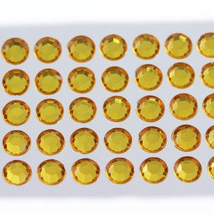 Topázio Dourado Acrílico Adesivo em Strass Redondos Enfeites de Gemas Joias para Rosto Artesanato Convites para Cartões Joias para Cabelo Scrapbooking