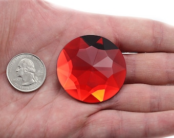 43mm 1-11/16" Inch Large Flat Back Round Acrylic Rhinestones Plastic Circle Gems For Costume Making Cosplay Jewels 11 Available Colors 4 PCS