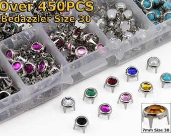 Over 450PCS Size 30 Bedazzler Rhinestone Refills 10 Colors 7mm Rhinestone Studs Kit