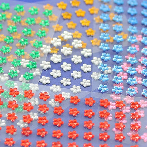 250PCS Stick On Flowers Rhinestones For Card And Invitations Body Art Face Gems Scrapbooking Embelishments Card Making Halloween Parties 6mm